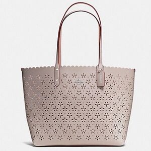 COACH  City Tote Laser Cut Peach Rose Glitter Leather F37650